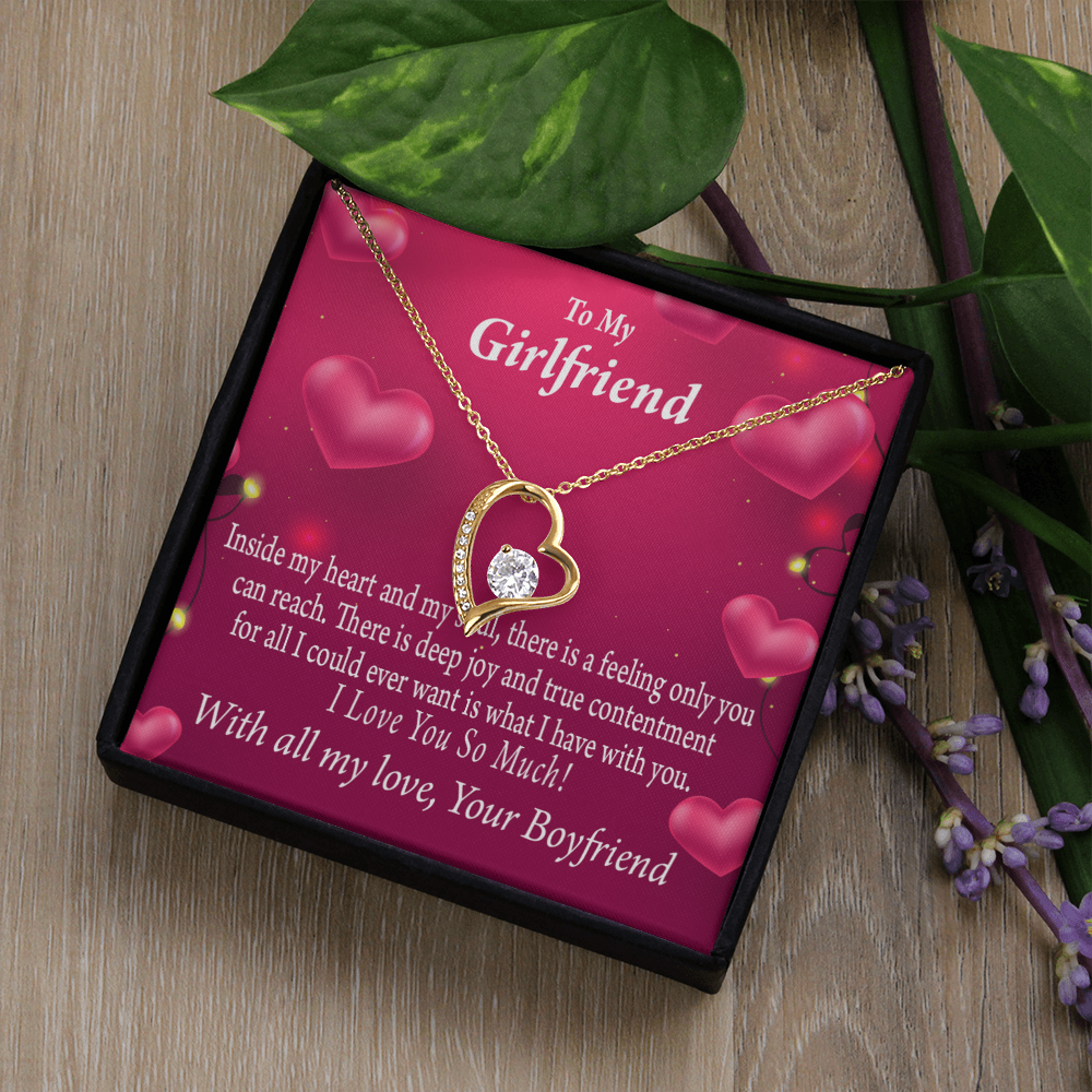 To My Girlfriend Girlfriend Deep Joy And True Contentment Forever Necklace w Message Card-Express Your Love Gifts