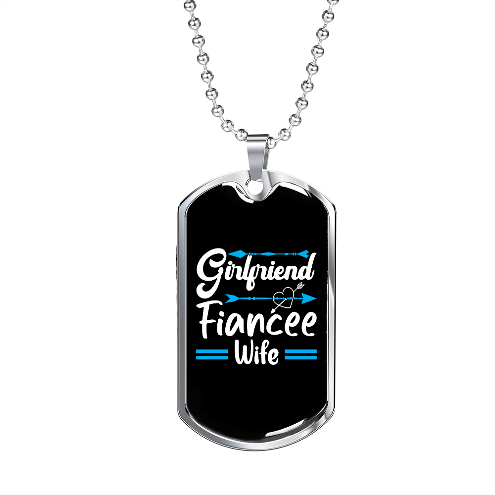 To My Girlfriend Girlfriend Fiancee Wife Blue Necklace Stainless Steel or 18k Gold Dog Tag 24" Chain-Express Your Love Gifts