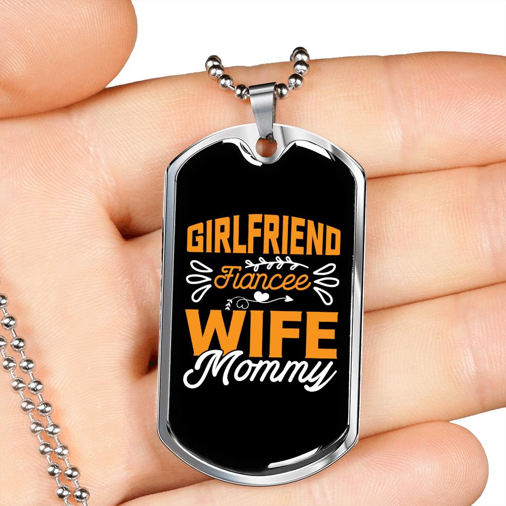 To My Girlfriend Girlfriend Fiancee Wife Mommy Yellow Necklace Stainless Steel or 18k Gold Dog Tag 24" Chain-Express Your Love Gifts