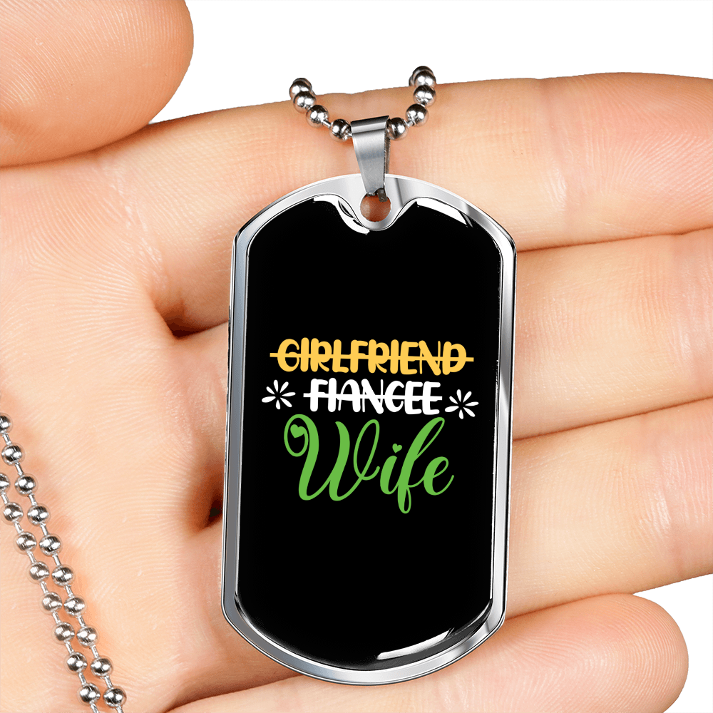 To My Girlfriend Girlfriend Fiancee Wife TranspArent Necklace Stainless Steel or 18k Gold Dog Tag 24" Chain-Express Your Love Gifts