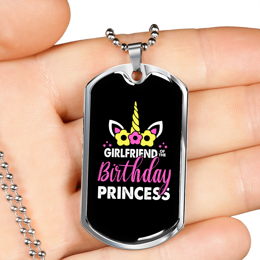 To My Girlfriend Girlfriend Of The Birthday Princess Necklace Stainless Steel or 18k Gold Dog Tag 24" Chain-Express Your Love Gifts