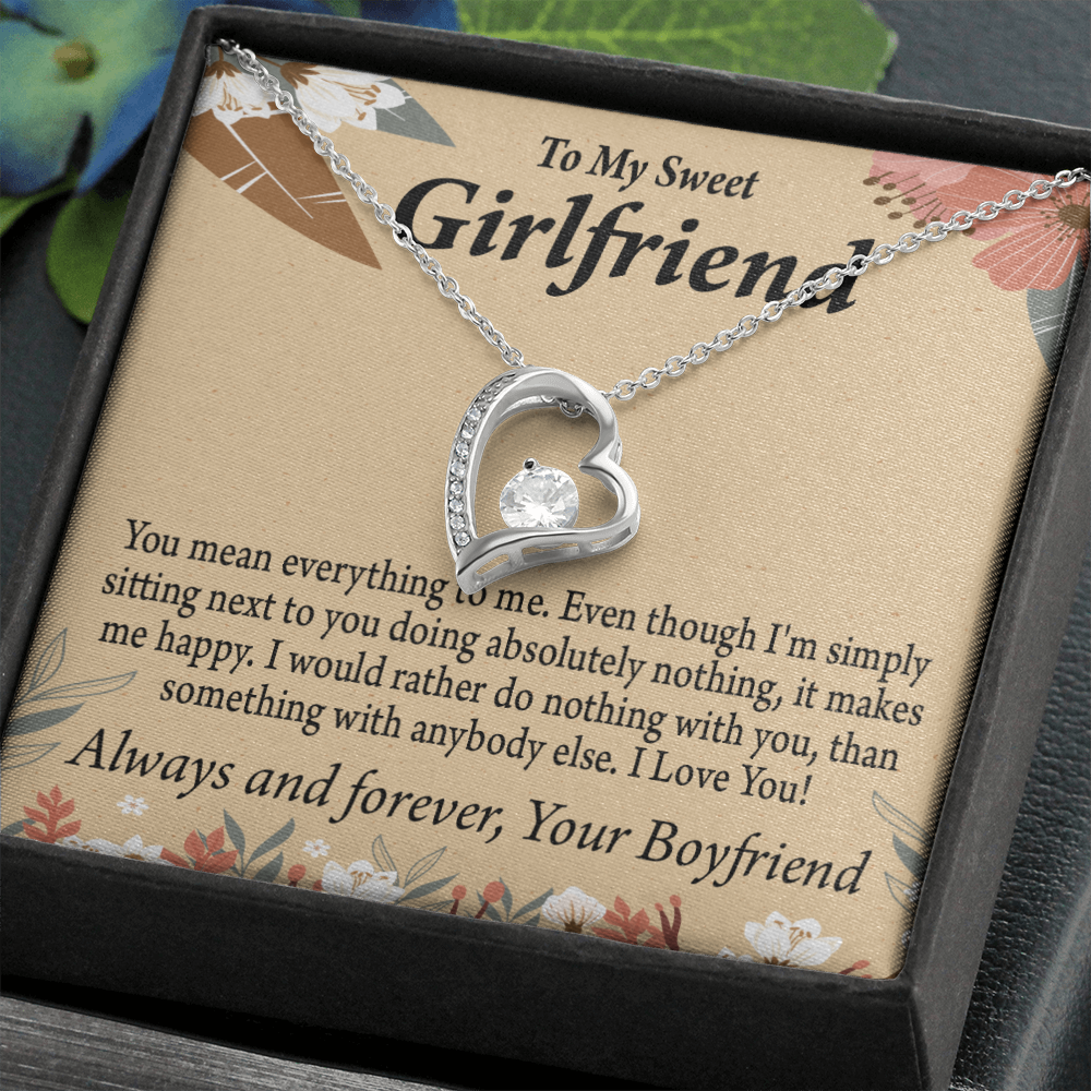 To My Girlfriend Girlfriend You Mean Everything To Me Forever Necklace w Message Card-Express Your Love Gifts