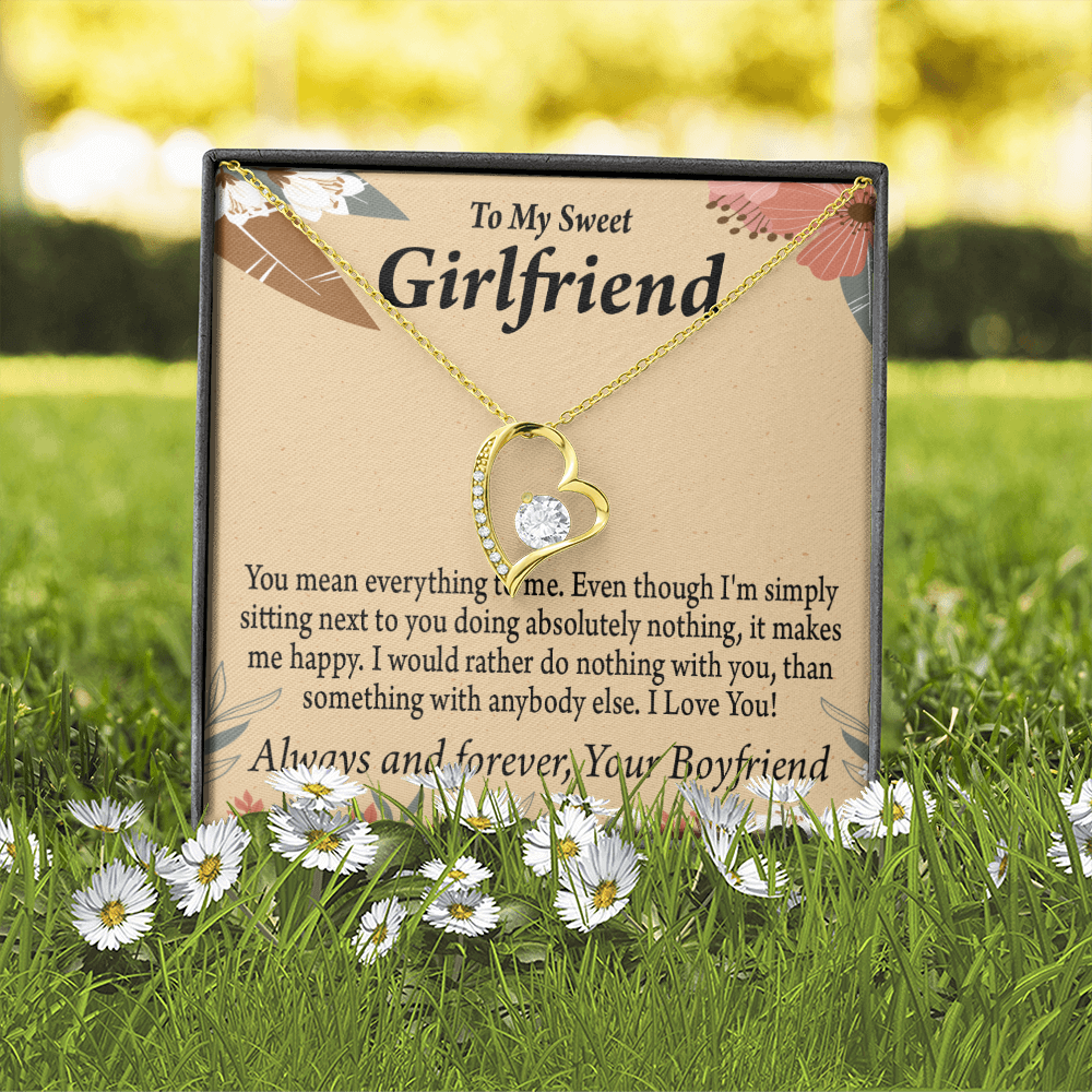 To My Girlfriend Girlfriend You Mean Everything To Me Forever Necklace w Message Card-Express Your Love Gifts