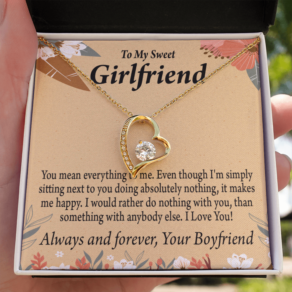 To My Girlfriend Girlfriend You Mean Everything To Me Forever Necklace w Message Card-Express Your Love Gifts