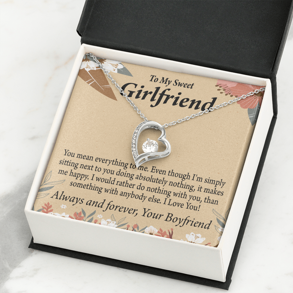 To My Girlfriend Girlfriend You Mean Everything To Me Forever Necklace w Message Card-Express Your Love Gifts