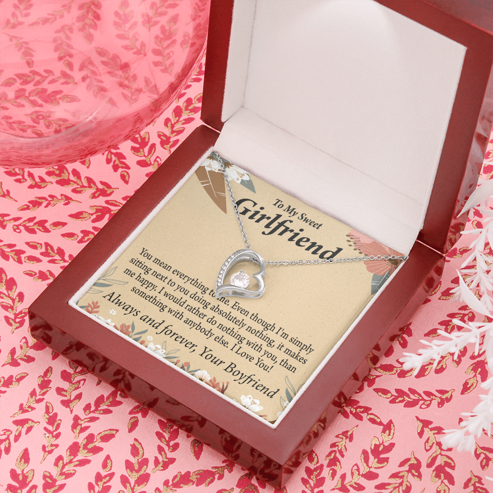 To My Girlfriend Girlfriend You Mean Everything To Me Forever Necklace w Message Card-Express Your Love Gifts