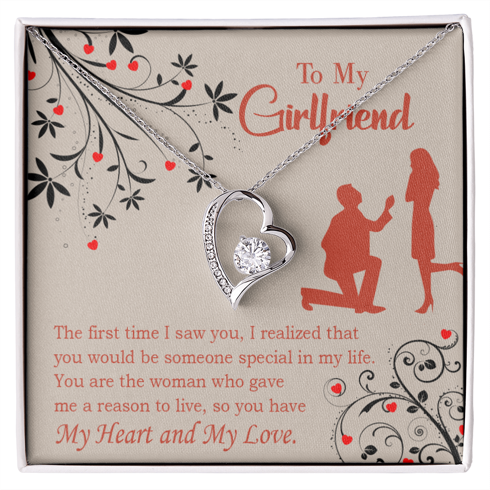 To My Girlfriend Heart and Love Forever Necklace w Message Card-Express Your Love Gifts