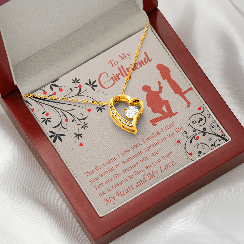 To My Girlfriend Heart and Love Forever Necklace w Message Card-Express Your Love Gifts