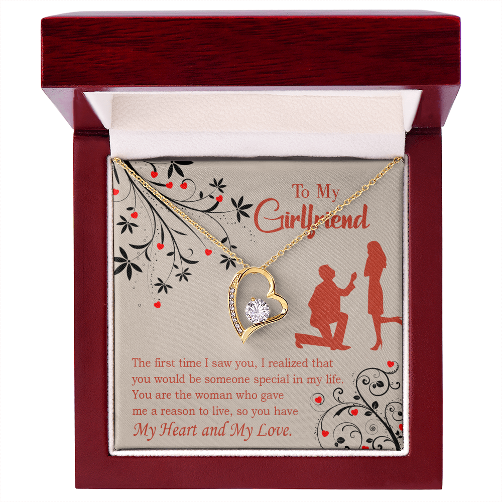 To My Girlfriend Heart and Love Forever Necklace w Message Card-Express Your Love Gifts