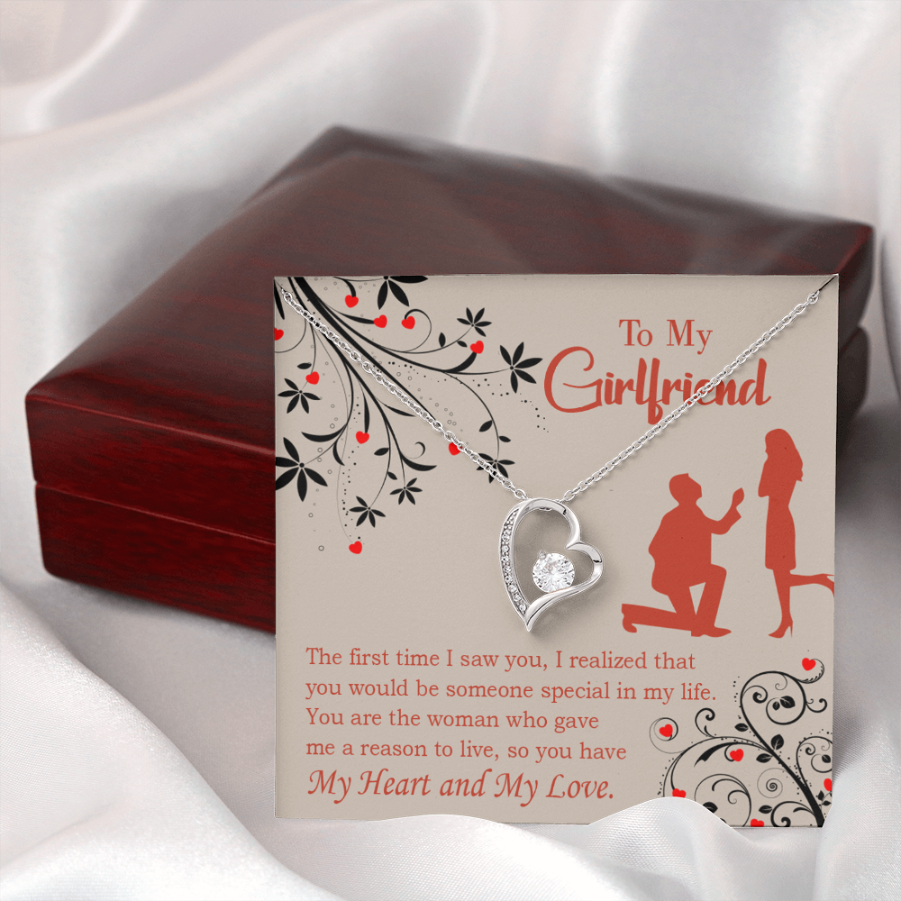 To My Girlfriend Heart and Love Forever Necklace w Message Card-Express Your Love Gifts