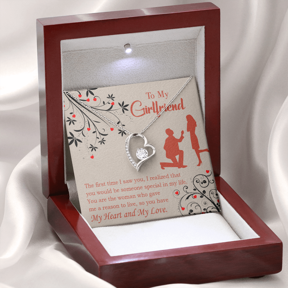 To My Girlfriend Heart and Love Forever Necklace w Message Card-Express Your Love Gifts