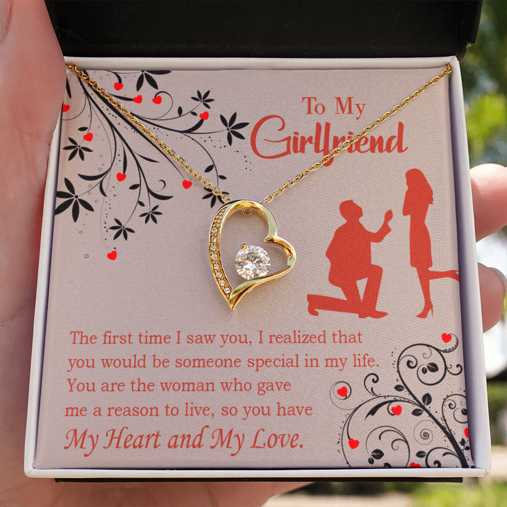 To My Girlfriend Heart and Love Forever Necklace w Message Card-Express Your Love Gifts