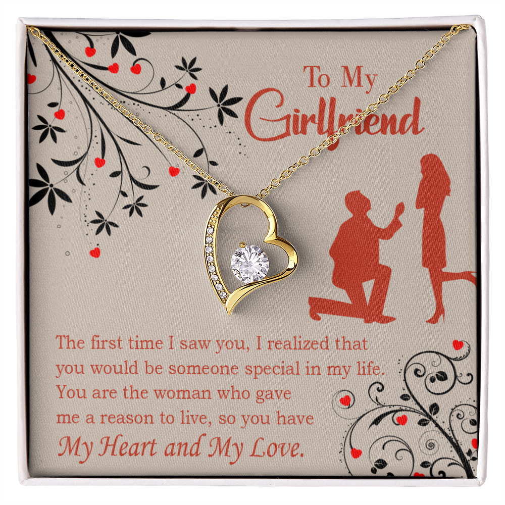 To My Girlfriend Heart and Love Forever Necklace w Message Card-Express Your Love Gifts