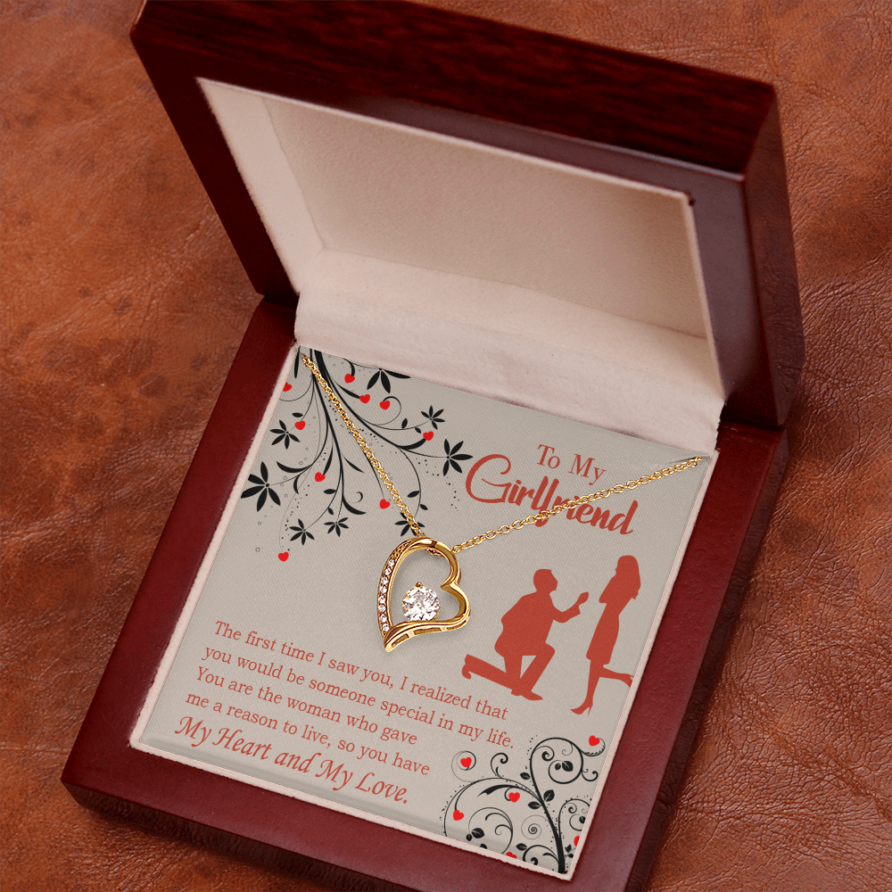 To My Girlfriend Heart and Love Forever Necklace w Message Card-Express Your Love Gifts