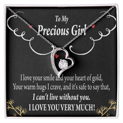 To My Girlfriend Heart of Gold Forever Necklace w Message Card-Express Your Love Gifts