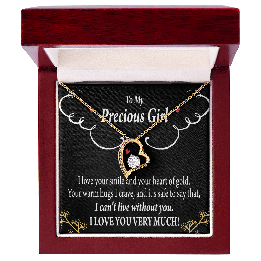 To My Girlfriend Heart of Gold Forever Necklace w Message Card-Express Your Love Gifts