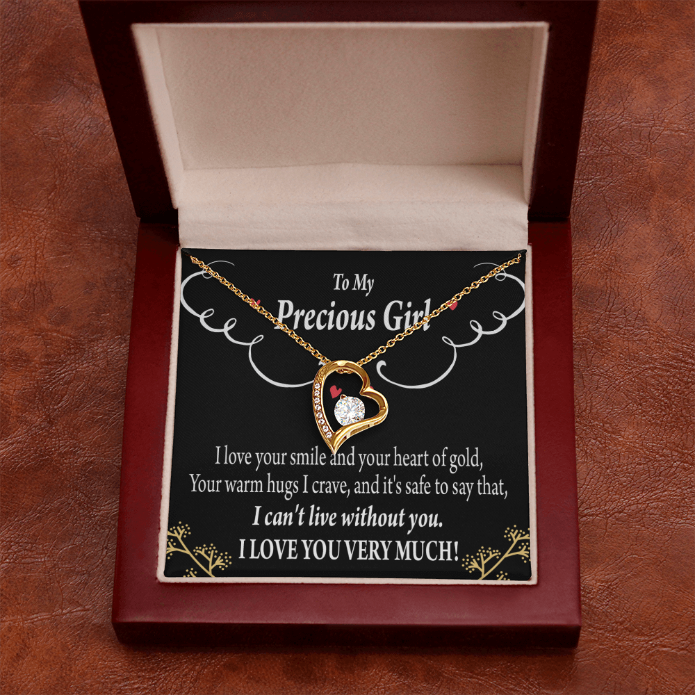 To My Girlfriend Heart of Gold Forever Necklace w Message Card-Express Your Love Gifts