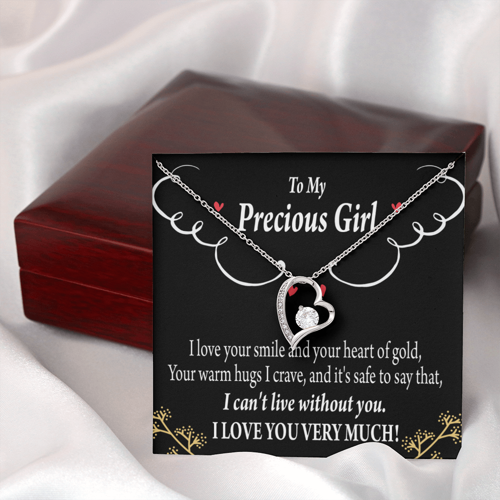 To My Girlfriend Heart of Gold Forever Necklace w Message Card-Express Your Love Gifts