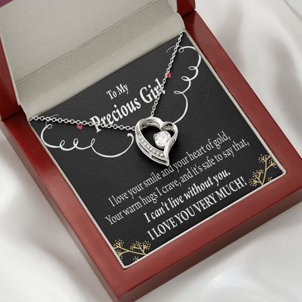 To My Girlfriend Heart of Gold Forever Necklace w Message Card-Express Your Love Gifts