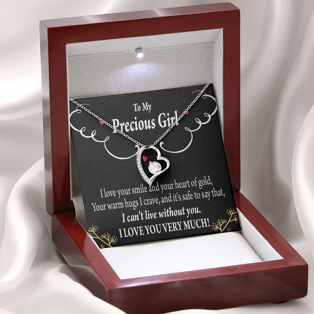 To My Girlfriend Heart of Gold Forever Necklace w Message Card-Express Your Love Gifts