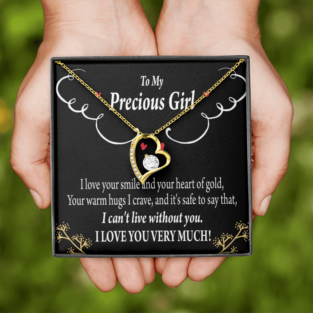 To My Girlfriend Heart of Gold Forever Necklace w Message Card-Express Your Love Gifts