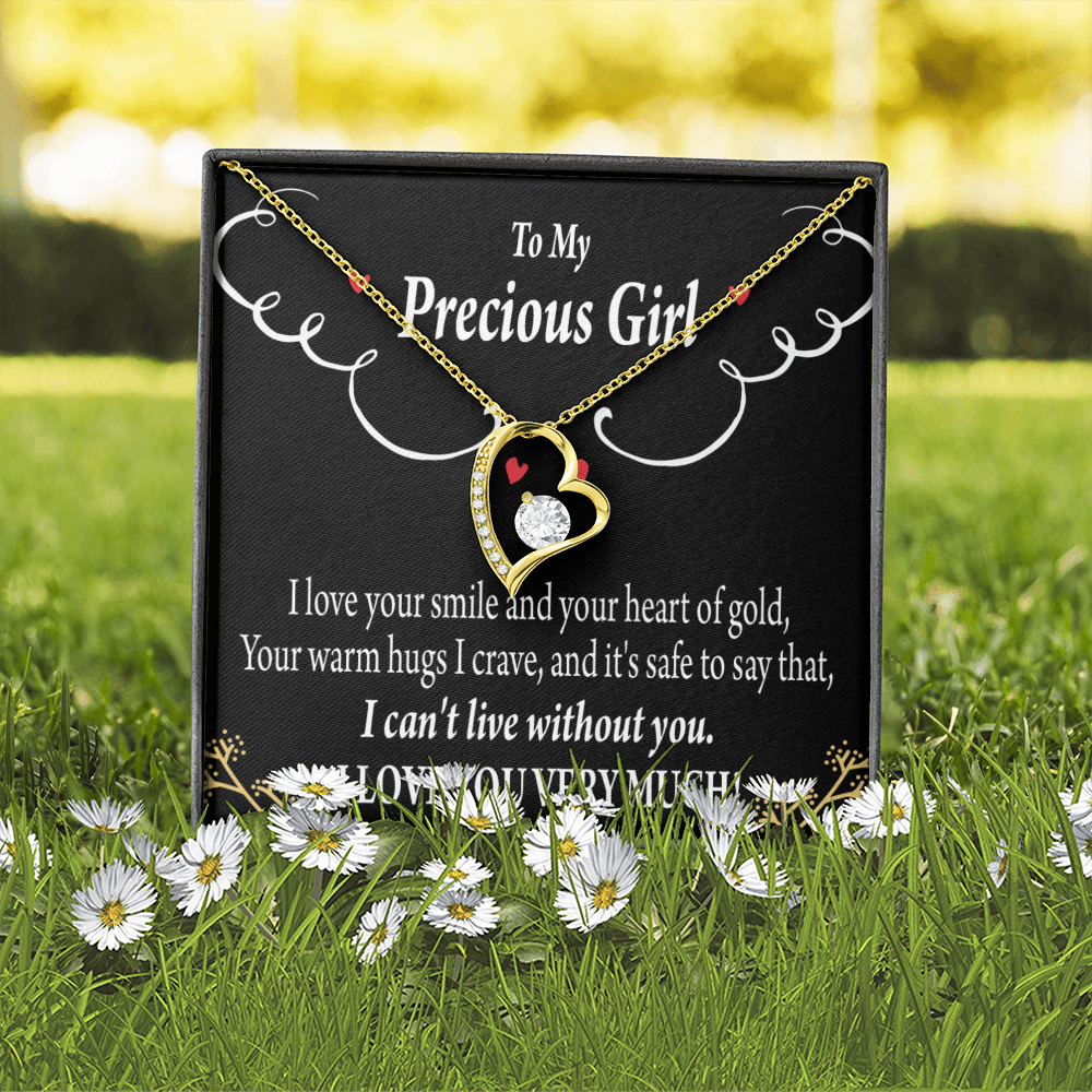 To My Girlfriend Heart of Gold Forever Necklace w Message Card-Express Your Love Gifts