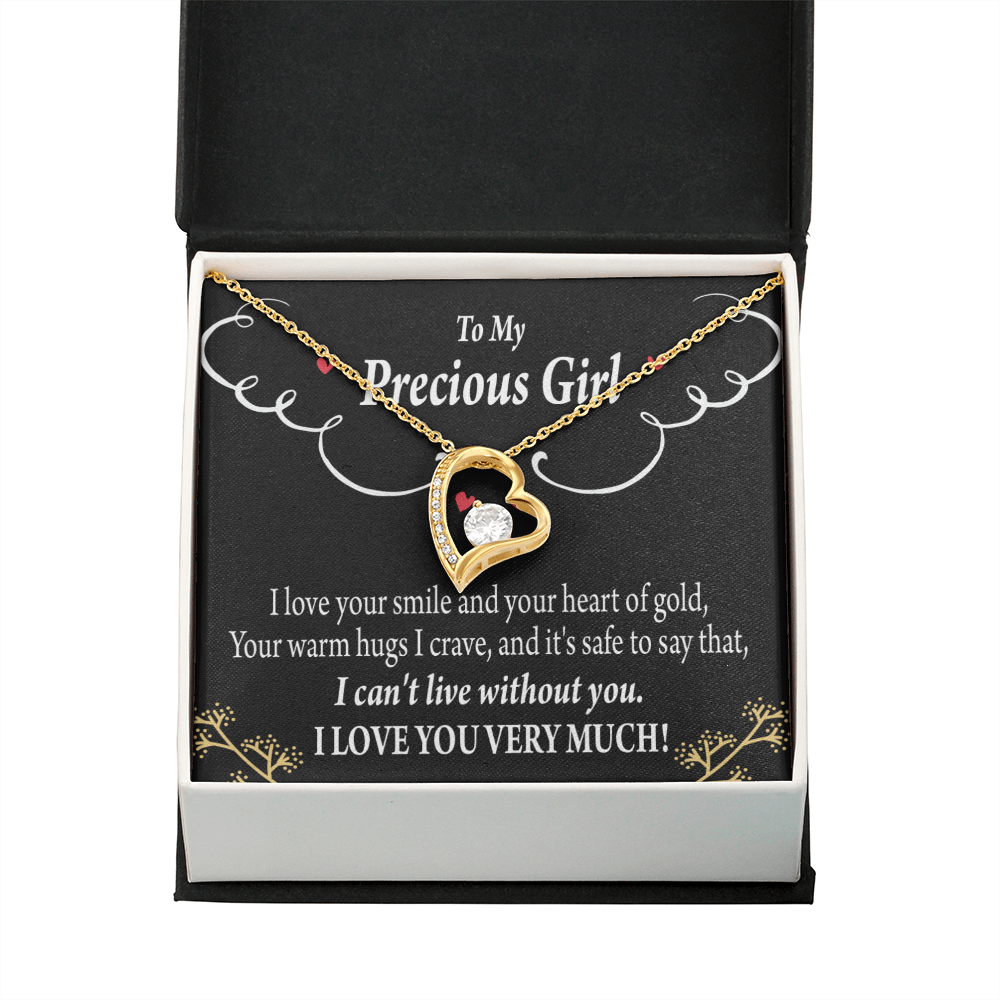 To My Girlfriend Heart of Gold Forever Necklace w Message Card-Express Your Love Gifts