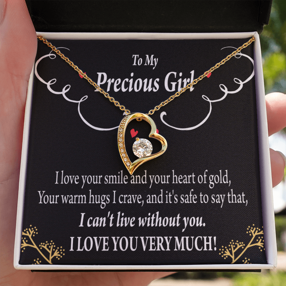 To My Girlfriend Heart of Gold Forever Necklace w Message Card-Express Your Love Gifts