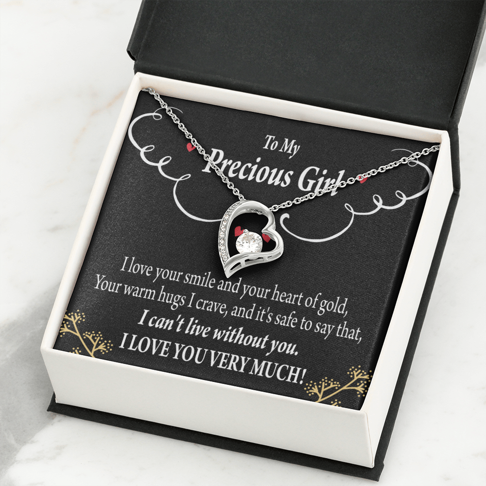 To My Girlfriend Heart of Gold Forever Necklace w Message Card-Express Your Love Gifts