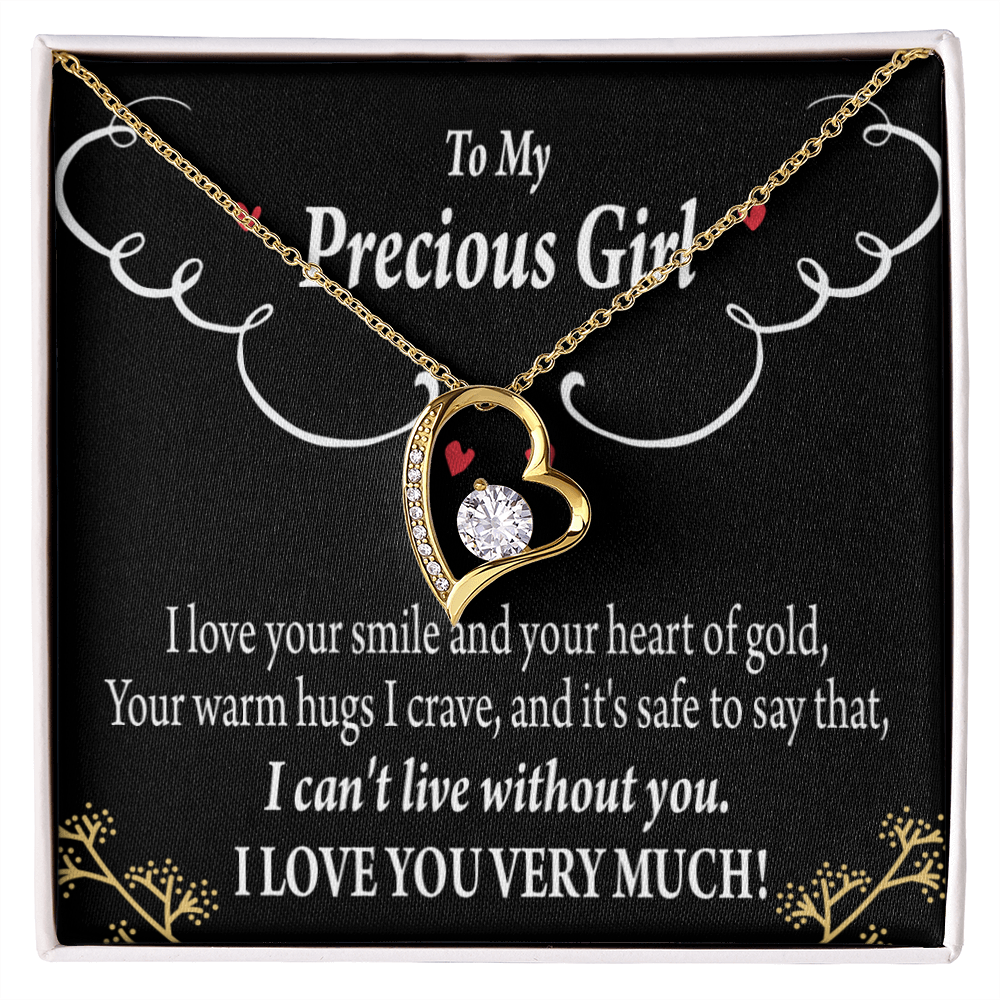 To My Girlfriend Heart of Gold Forever Necklace w Message Card-Express Your Love Gifts