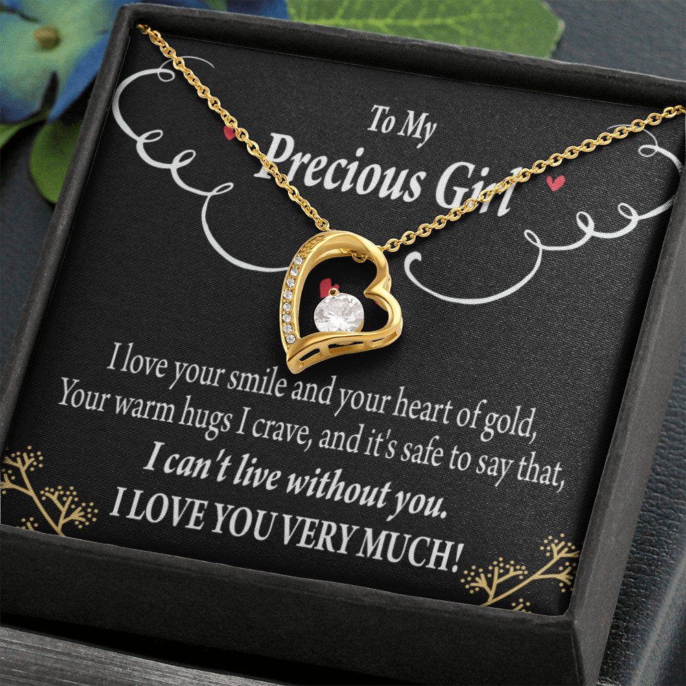 To My Girlfriend Heart of Gold Forever Necklace w Message Card-Express Your Love Gifts