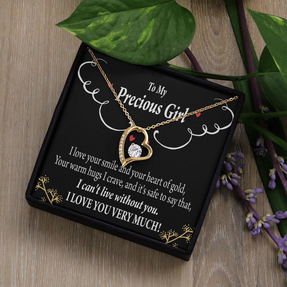 To My Girlfriend Heart of Gold Forever Necklace w Message Card-Express Your Love Gifts