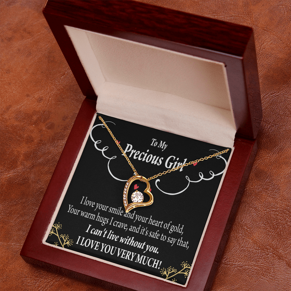 To My Girlfriend Heart of Gold Forever Necklace w Message Card-Express Your Love Gifts