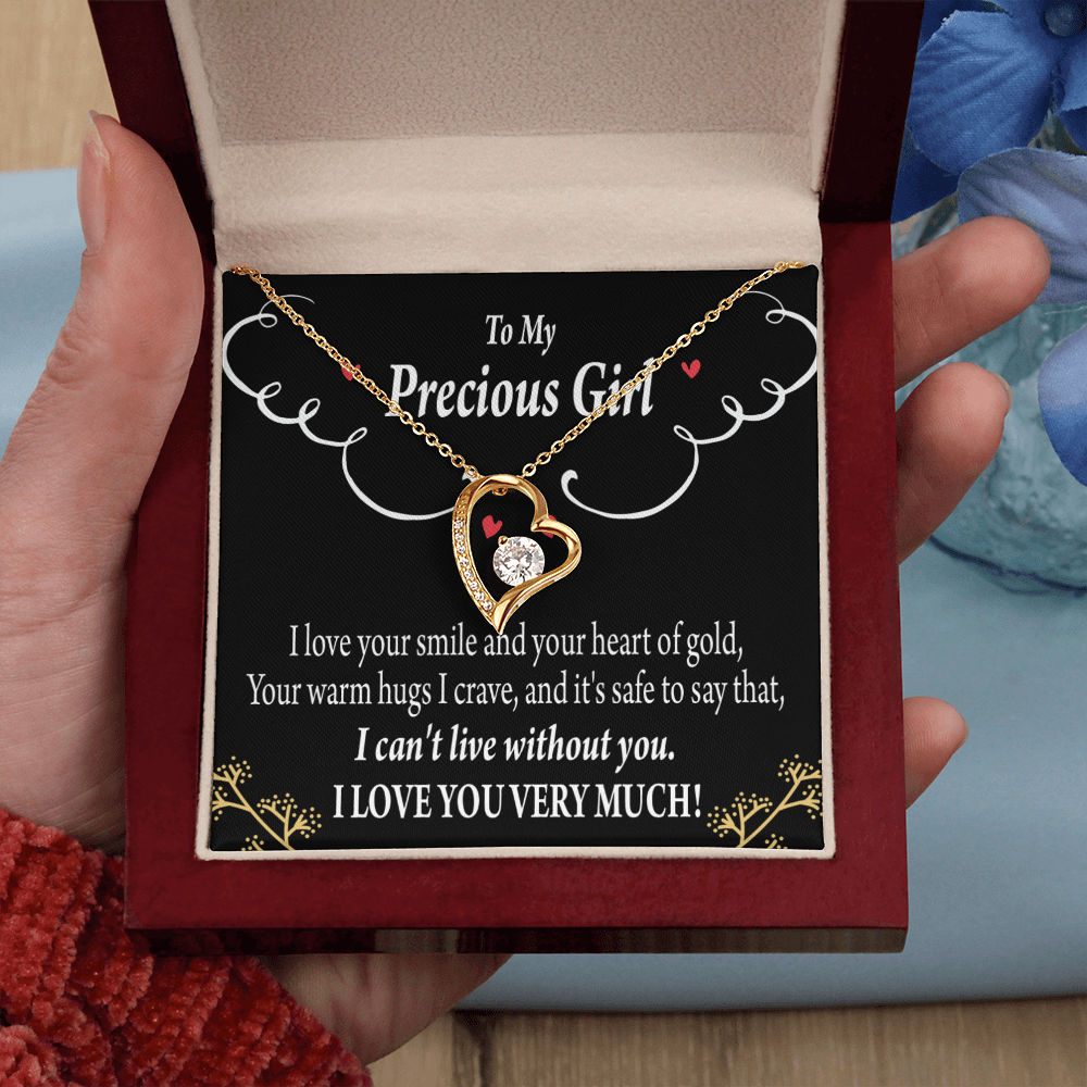 To My Girlfriend Heart of Gold Forever Necklace w Message Card-Express Your Love Gifts