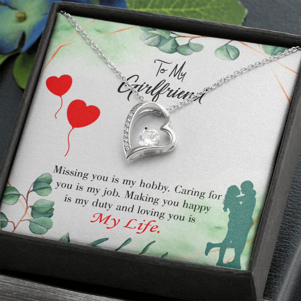 To My Girlfriend Hobby Job Life Forever Necklace w Message Card-Express Your Love Gifts