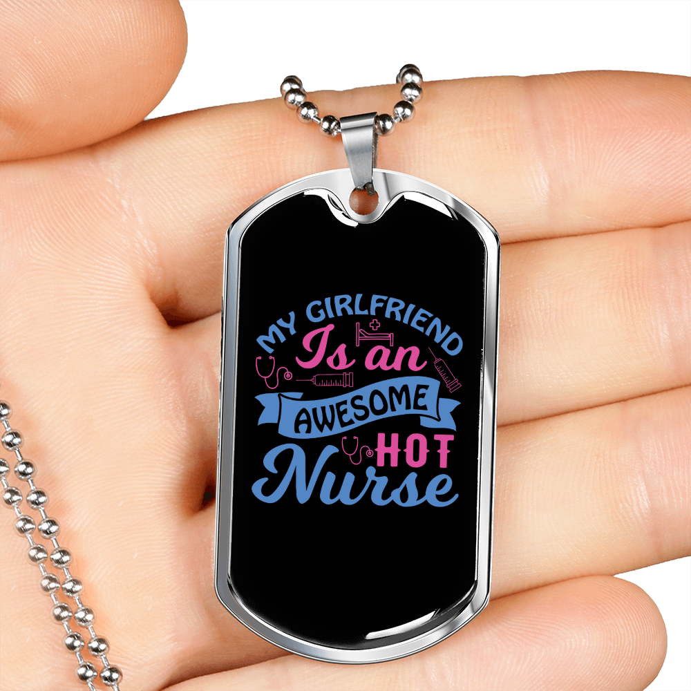 To My Girlfriend Hot Nurse Girlfriend Necklace Stainless Steel or 18k Gold Dog Tag 24" Chain-Express Your Love Gifts