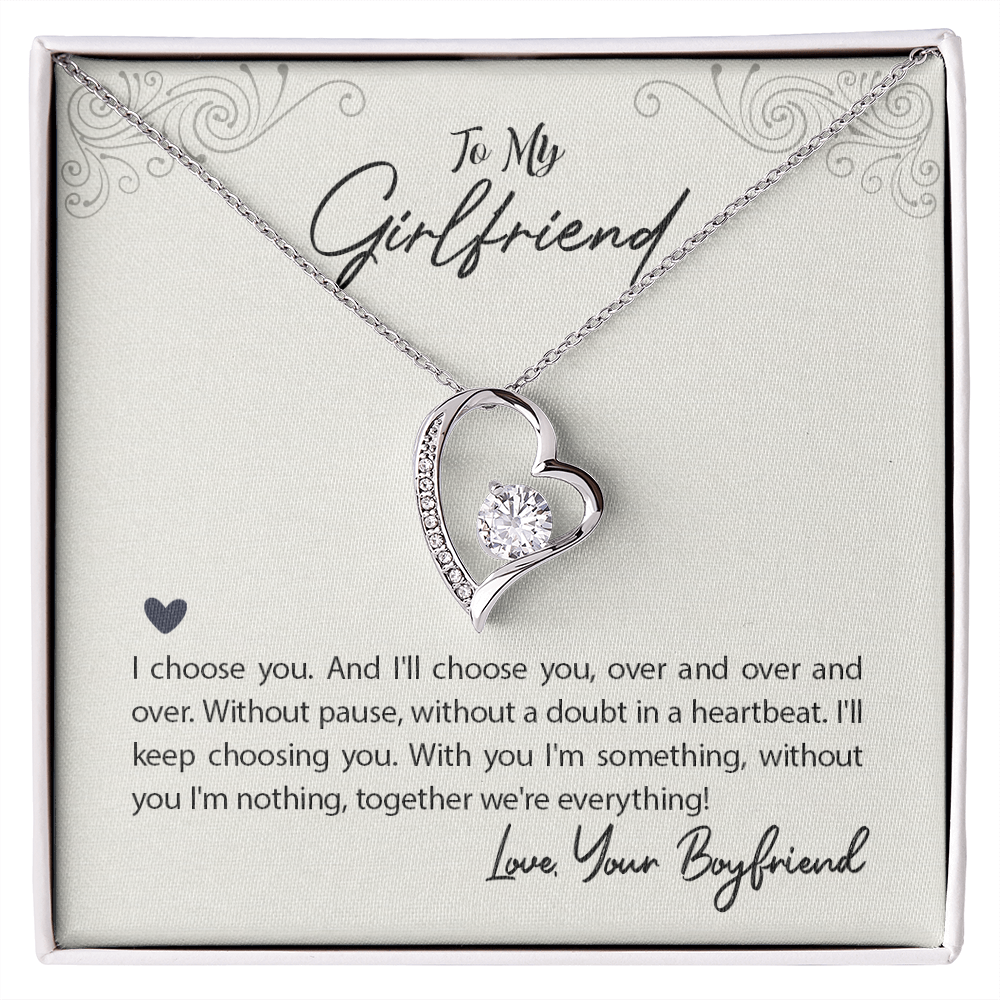 To My Girlfriend I Choose You Forever Necklace w Message Card-Express Your Love Gifts