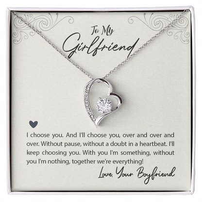 To My Girlfriend I Choose You Forever Necklace w Message Card-Express Your Love Gifts