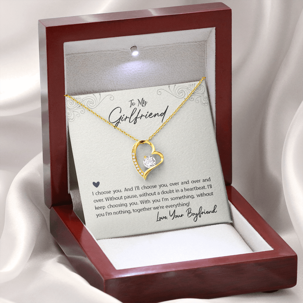 To My Girlfriend I Choose You Forever Necklace w Message Card-Express Your Love Gifts