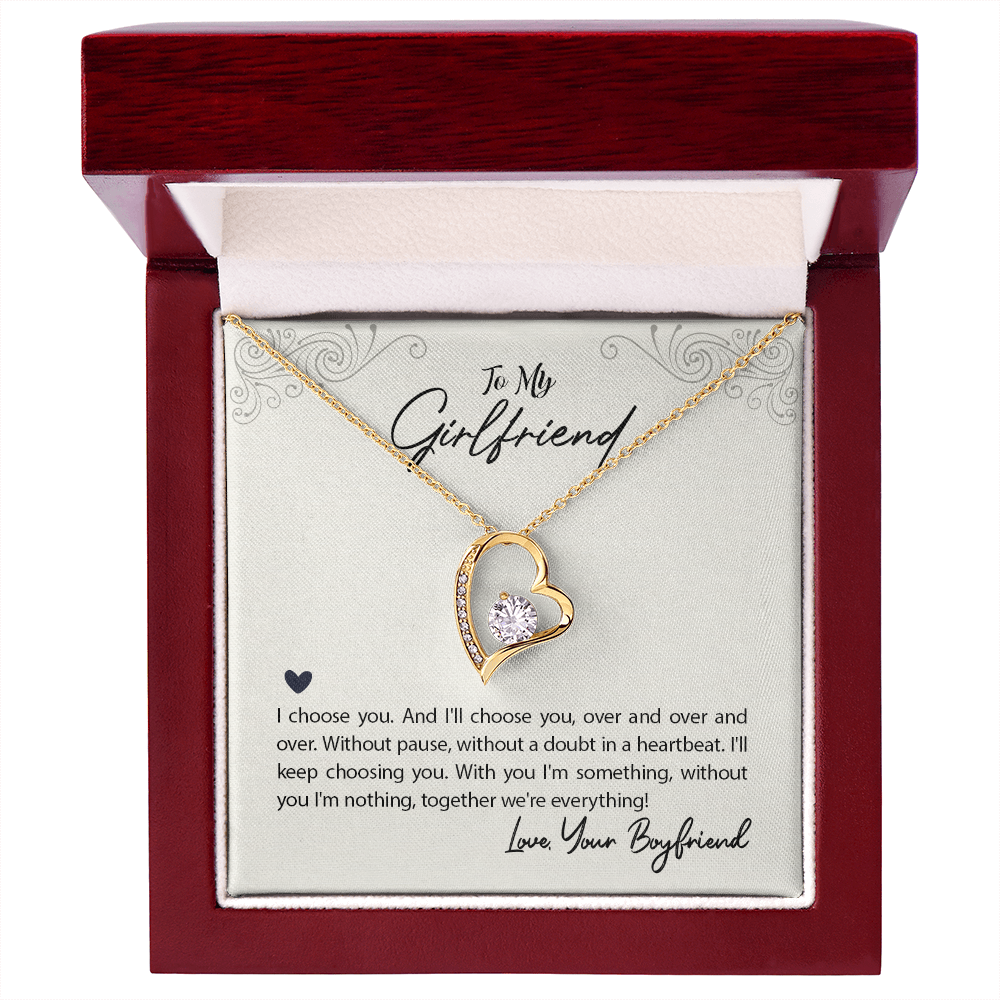 To My Girlfriend I Choose You Forever Necklace w Message Card-Express Your Love Gifts