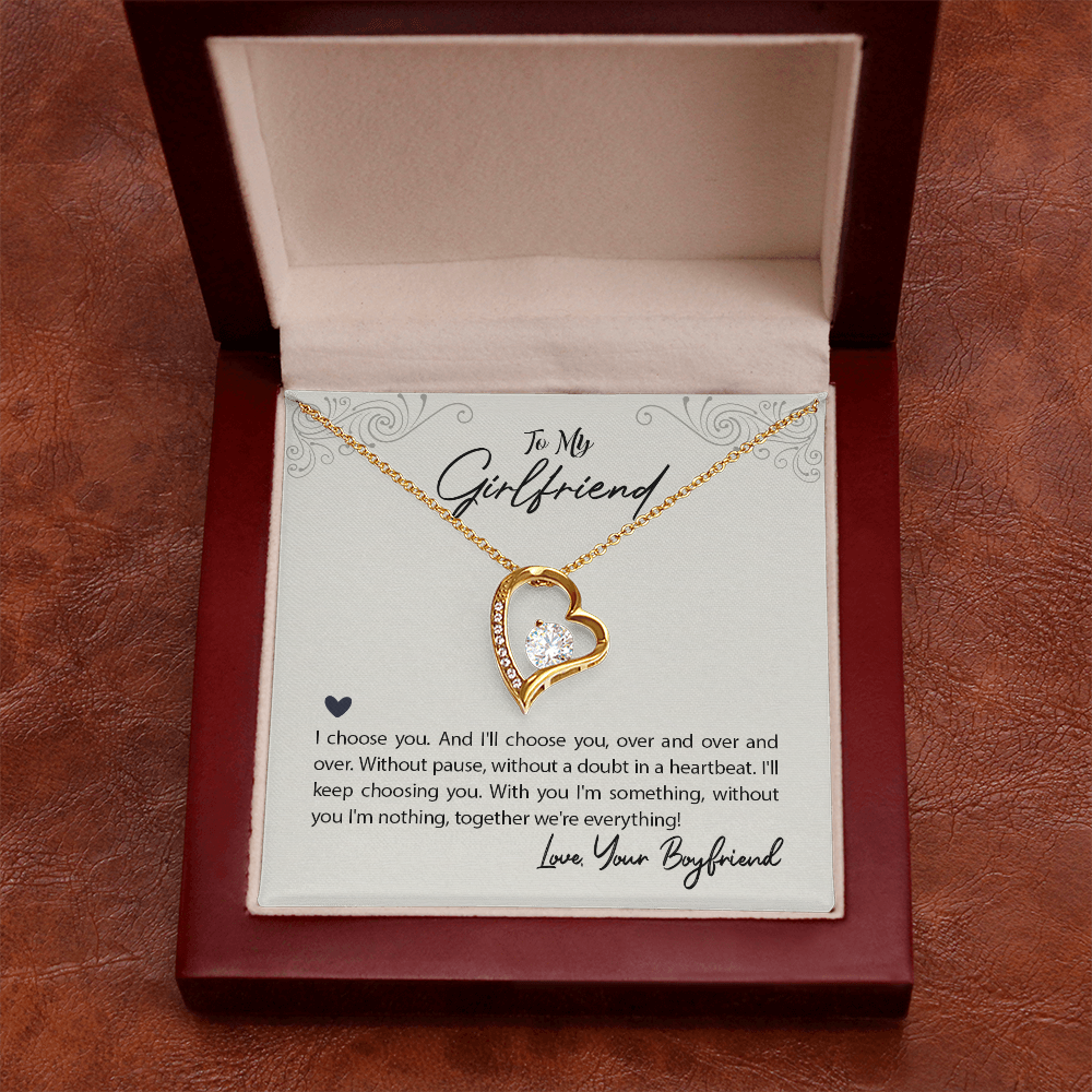 To My Girlfriend I Choose You Forever Necklace w Message Card-Express Your Love Gifts