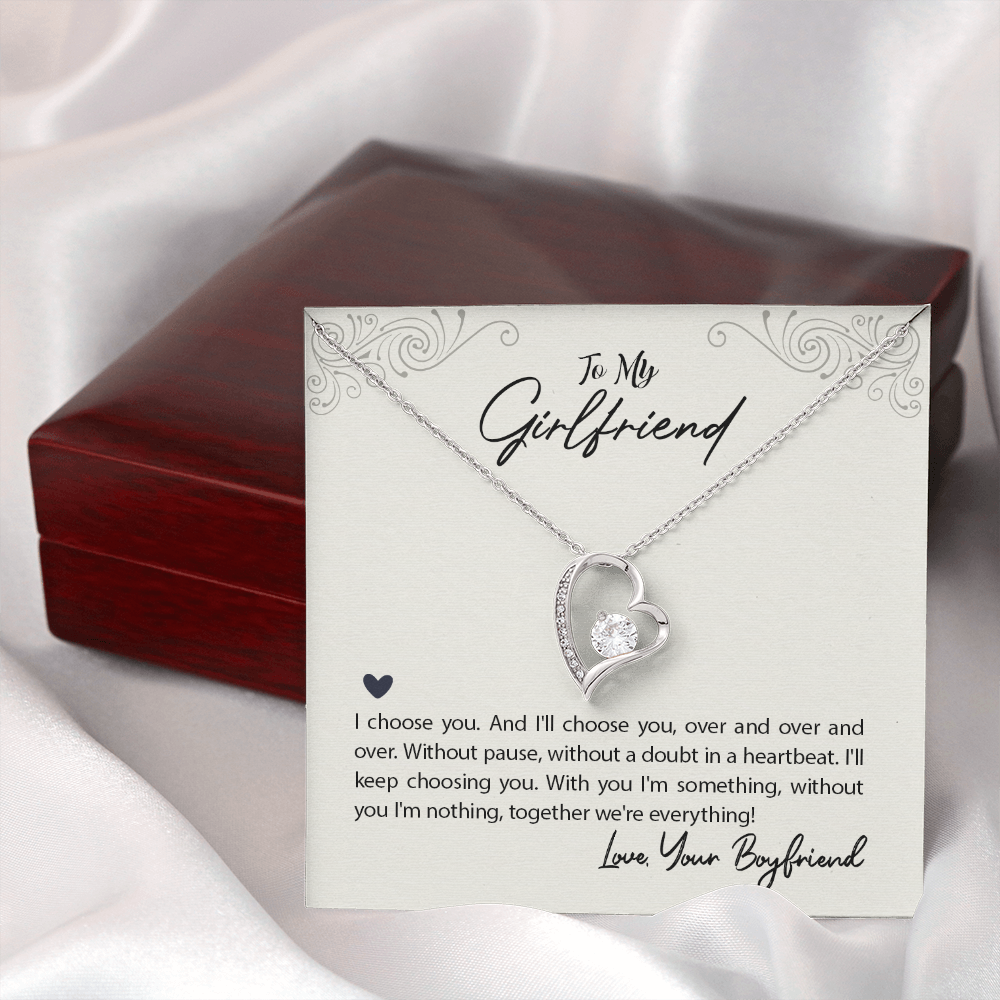 To My Girlfriend I Choose You Forever Necklace w Message Card-Express Your Love Gifts