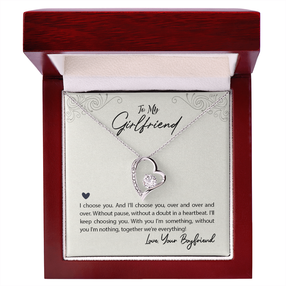 To My Girlfriend I Choose You Forever Necklace w Message Card-Express Your Love Gifts