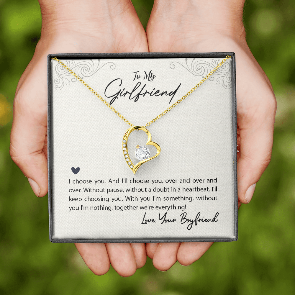 To My Girlfriend I Choose You Forever Necklace w Message Card-Express Your Love Gifts