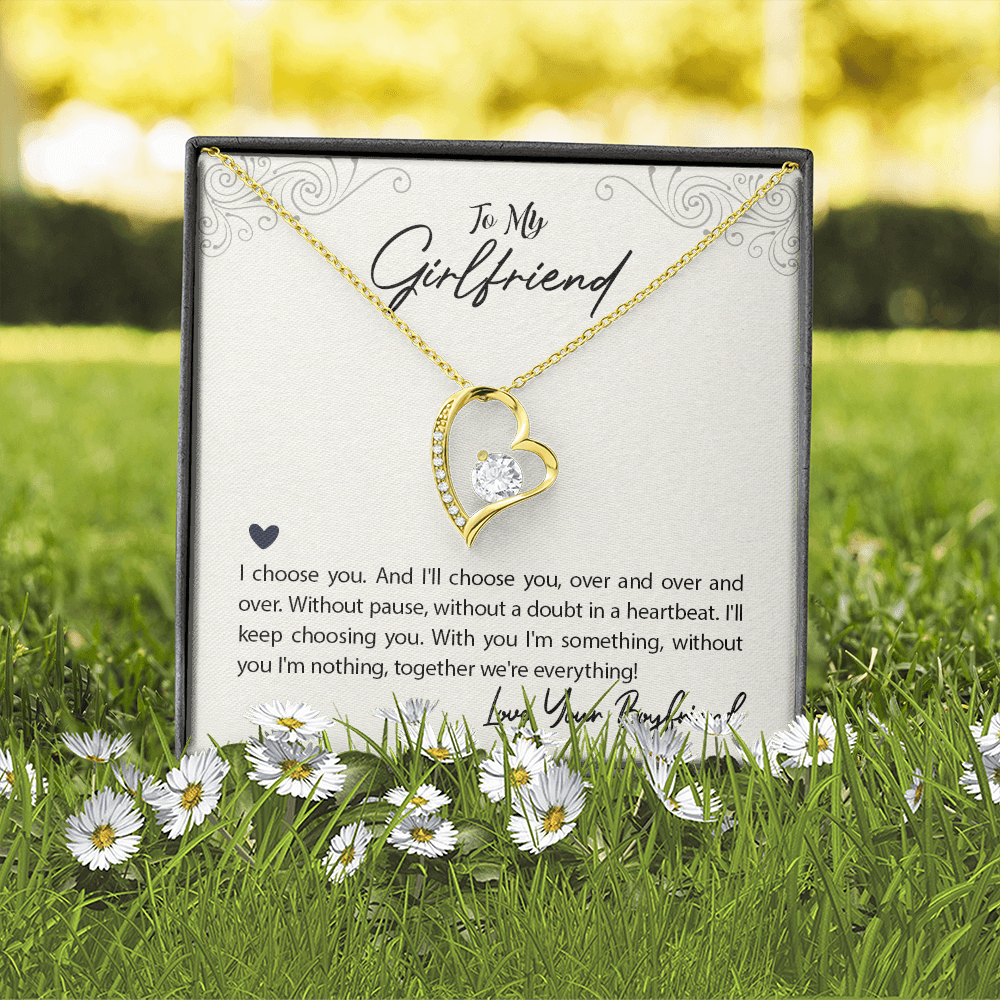 To My Girlfriend I Choose You Forever Necklace w Message Card-Express Your Love Gifts