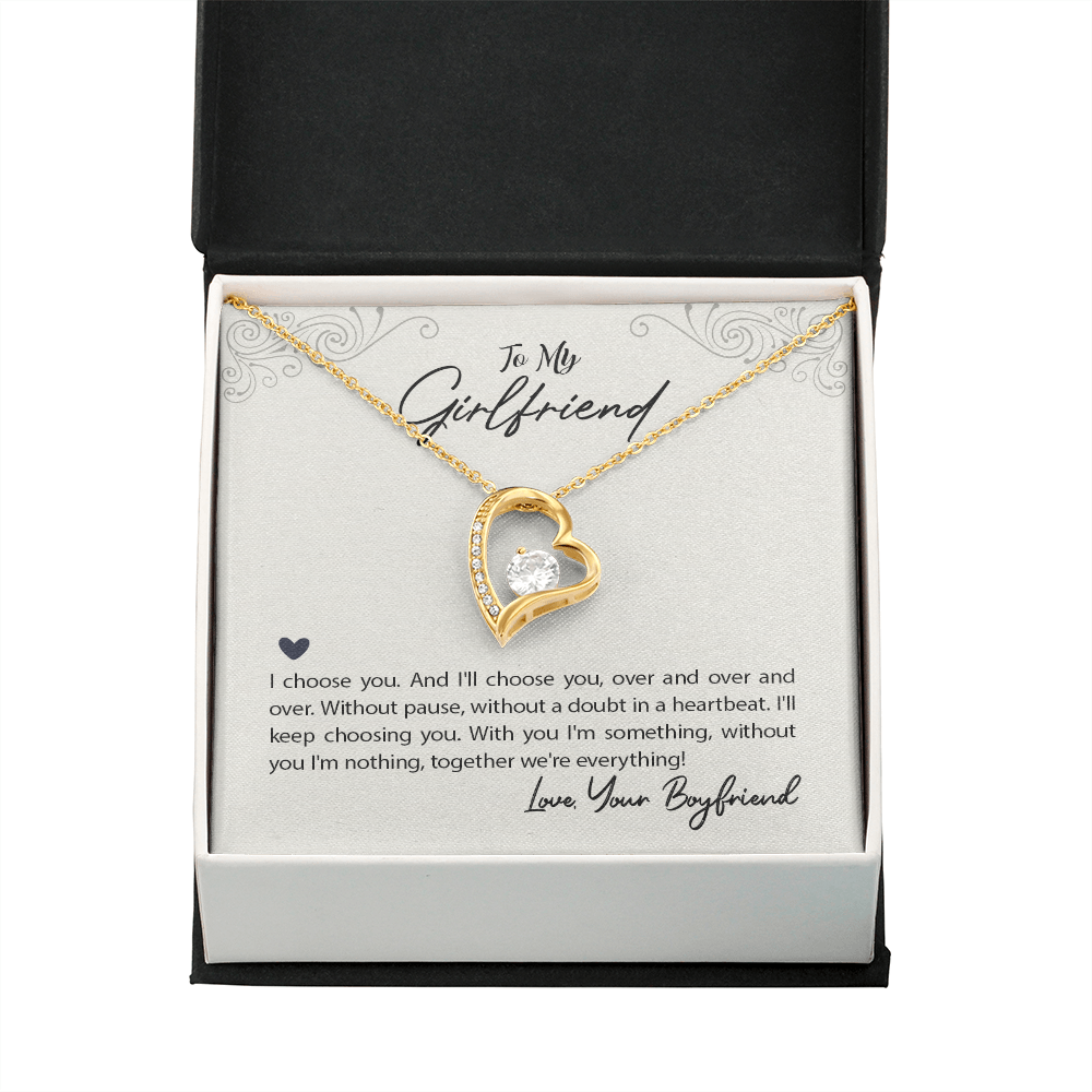 To My Girlfriend I Choose You Forever Necklace w Message Card-Express Your Love Gifts