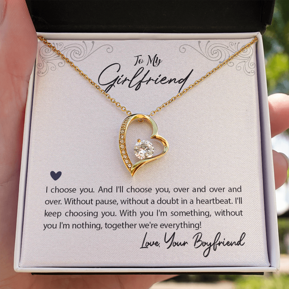 To My Girlfriend I Choose You Forever Necklace w Message Card-Express Your Love Gifts