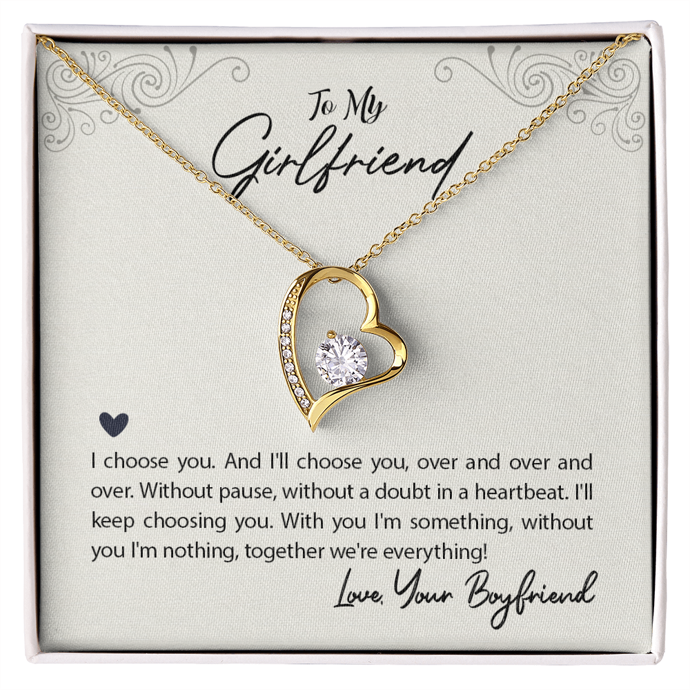 To My Girlfriend I Choose You Forever Necklace w Message Card-Express Your Love Gifts