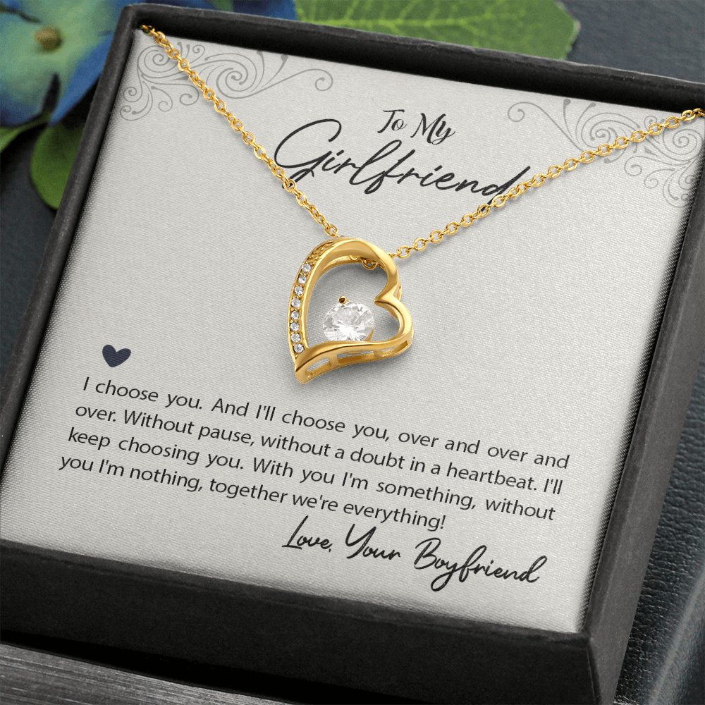 To My Girlfriend I Choose You Forever Necklace w Message Card-Express Your Love Gifts