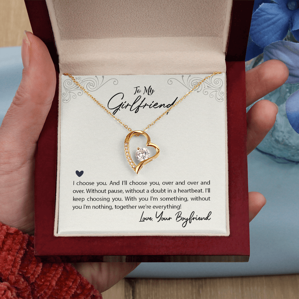 To My Girlfriend I Choose You Forever Necklace w Message Card-Express Your Love Gifts